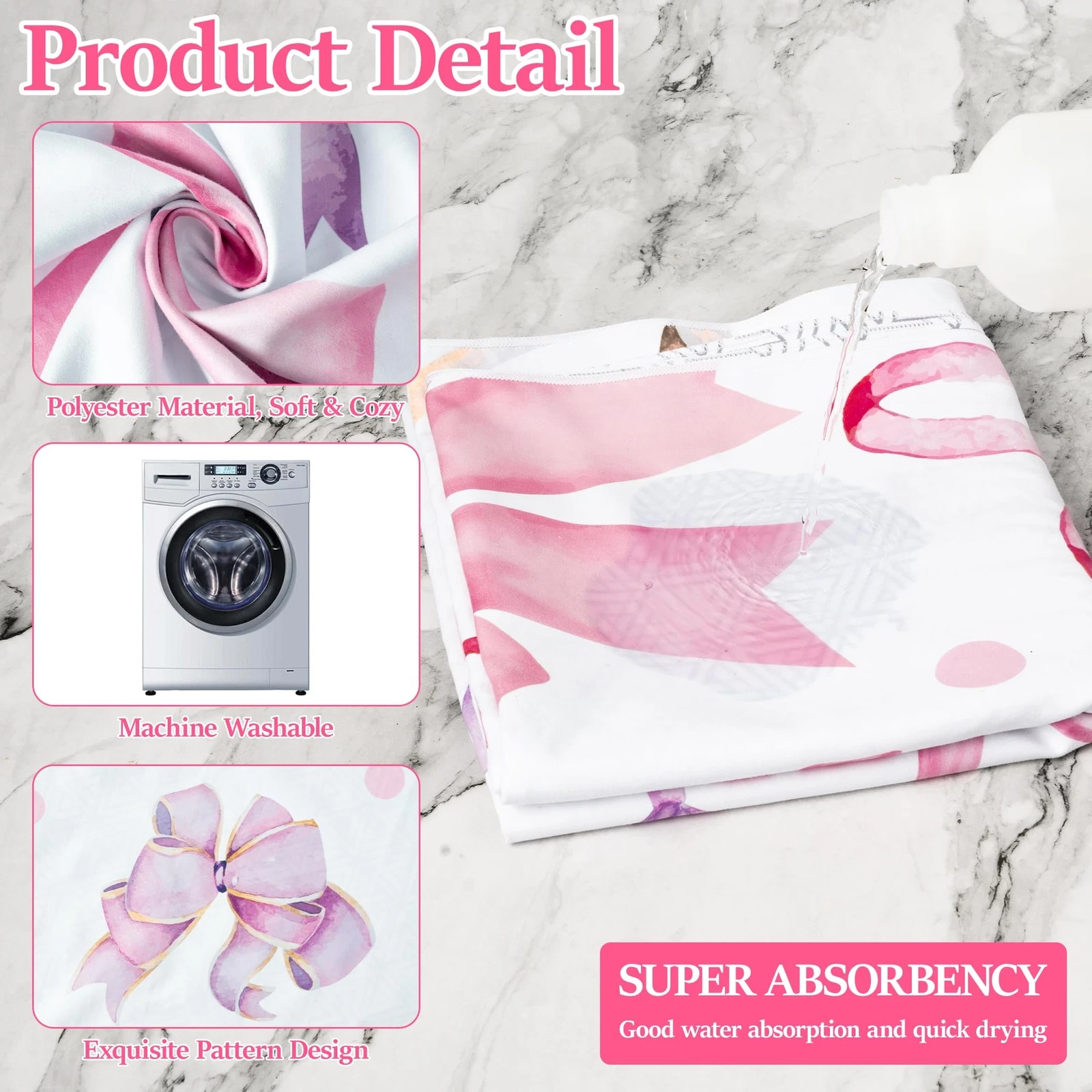 Polka Bow Oversized Beach Towel - Double-Sided Velvet Lightweight Pool Towel ...