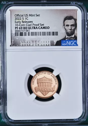 2022S US Mint 10-Coin-Clad-PF-SET Version- LINCOLN CENT Penny NGC PF69 RD ER