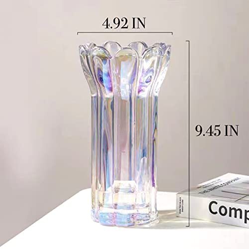 Glass Vase for Flowers, Colorful Clear Glass Vases for Centerpieces