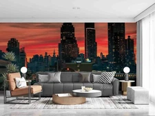3D City Train Night View Wallpaper Wall Mural Removable Self-adhesive Sticker620
