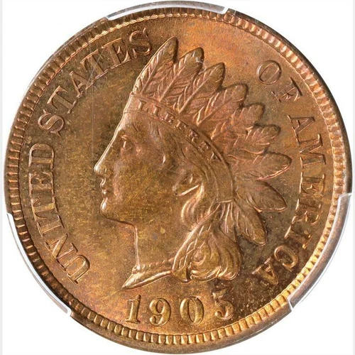 1905 INDIAN CENT GRADED MS-64 R&B BY PCGS HOUSED IN A GOLD LABEL HOLDER **NICE**