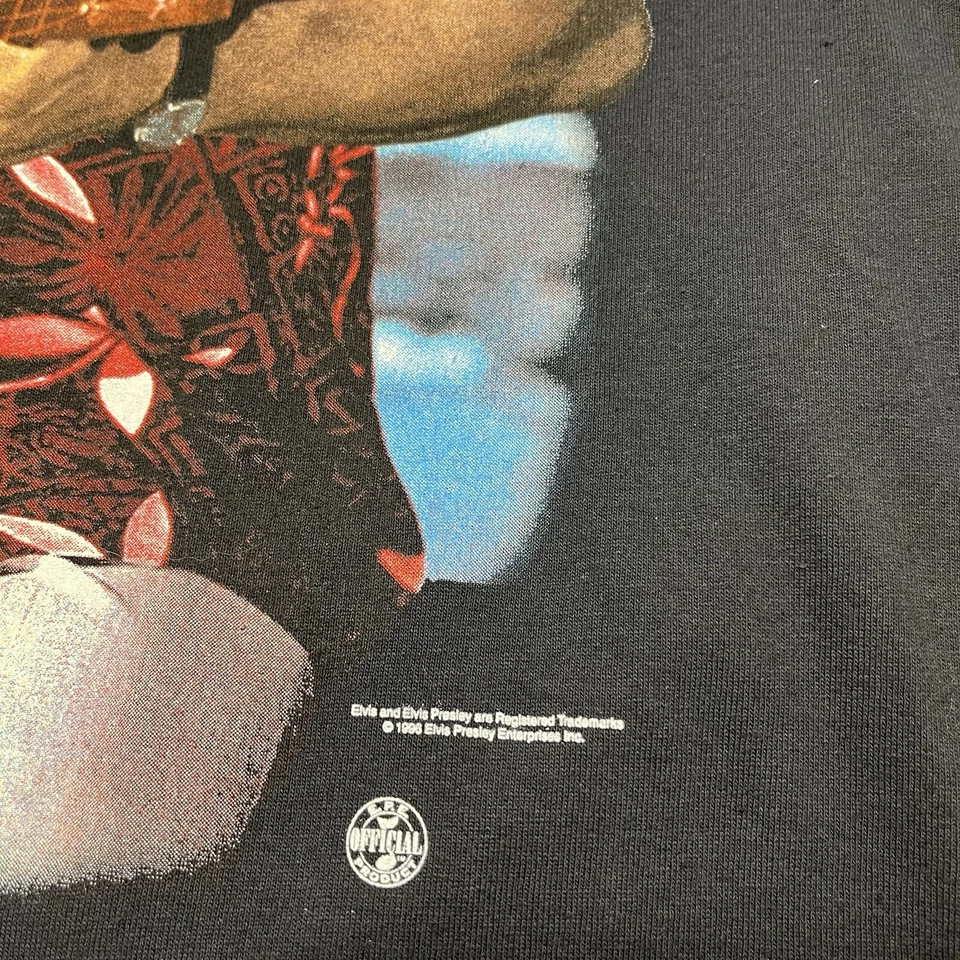 CAMISETA NEGRA VINTAGE 1996 AZUL HAWAII ELVIS PRESLEY HOMBRE TALLA XL HECHA EN EE. UU. Foto 3 de 4