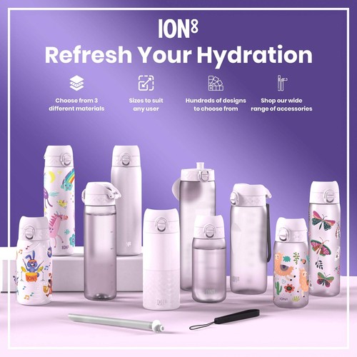 ION8 Leak Proof Kids Water Bottle, Stainless Steel, Lilac Dusk, 400ml (13oz) - 第 7/7 張圖片
