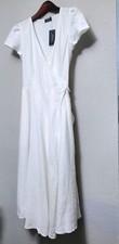 $198 POLO Ralph Lauren 100% White Linen Womens Wrap Maxi Linen Tie Dress