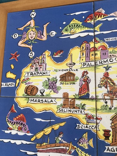 Quadro Sicilia Piastrelle dipinte A Mano Sicily Vintage Bellissimo - Foto 4 di 12