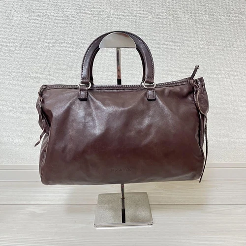 Prada Mini Boston Leather Handbag Black Used Authentic