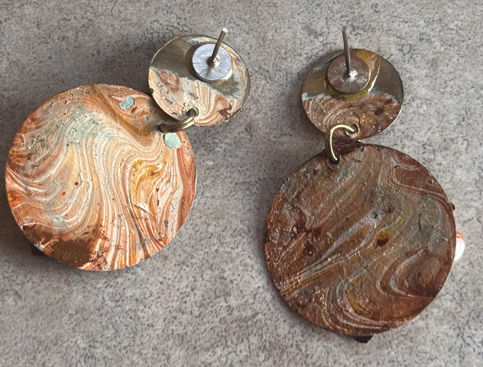 Boho Multi Layered & Colored Painted Metal Earrin… - image 4