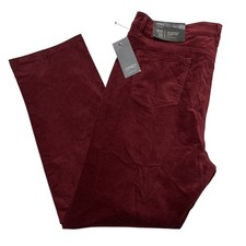 Jones New York Pants Women 18 Burgundy Corduroy Lexington Straight Leg Icon Fit