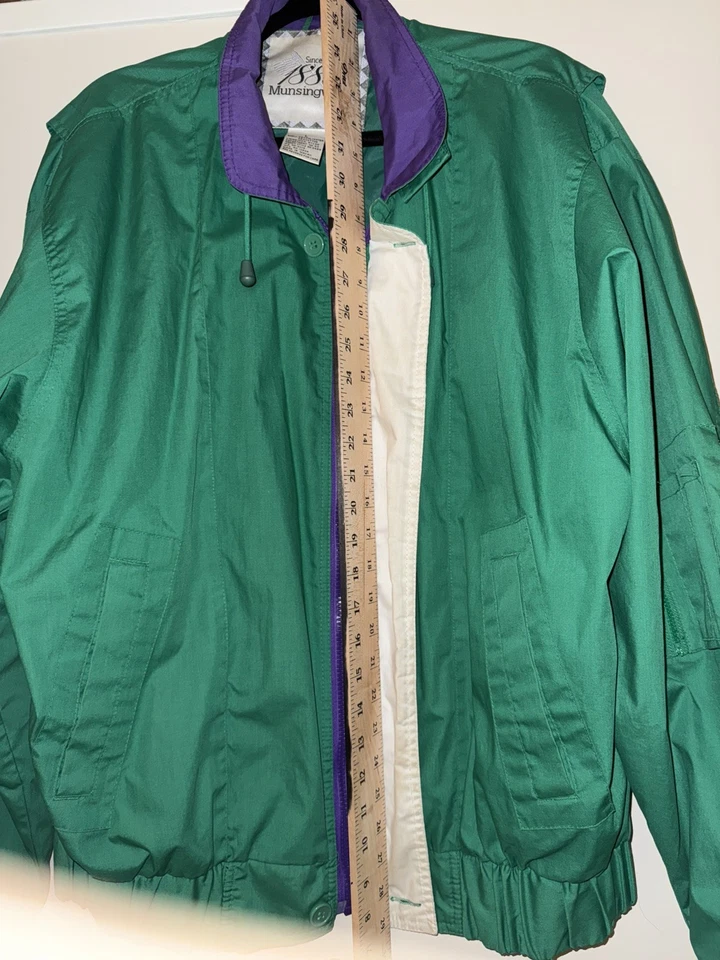 Chaqueta de Colección Años 90 Munsingwear 1886 Cremallera Completa Exterior Para Hombre Grande Verde Bombardero Foto 4 de 4