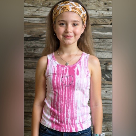 Love Tie Dye Tank Top Heart Pink Hippie White Studded T-Shirt Festival Boho Chic