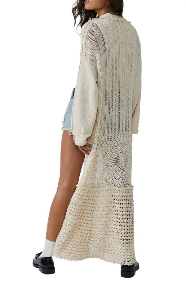 NEW SOLD OUT Free People Sunlight Mixed Stitch Sandcastle Duster NWT XL image 5
