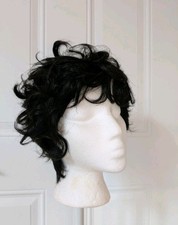 Women  s Short Curly Wig Black Elastic Cap Synthetic NWOT