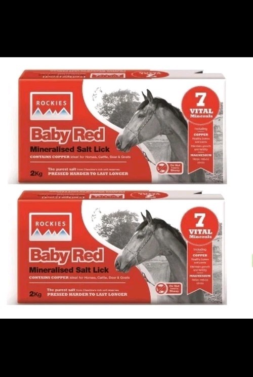 3 X Rockies RED Mineralised Horse Cattle Sheep Salt Lick 2Kg view 2