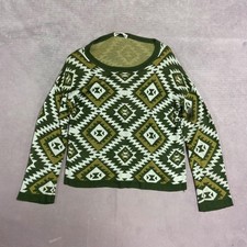 Vintage Knitted Jumper Abstract Patterned Knit Sweater Women's M 12-14 