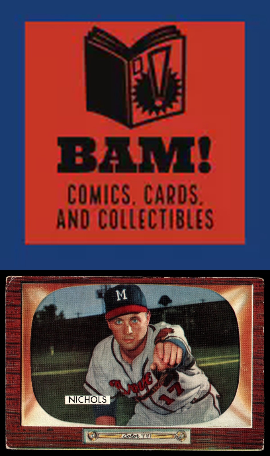1955 Bowman Chet Nichols #72 Milwaukee Braves MID GRADE LOOKS OK