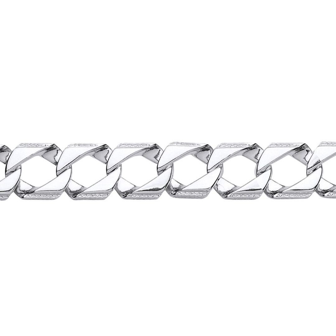 Mens Silver Jewelco London Lizard Skin Curb Cast Bracelet 16mm 8 inch