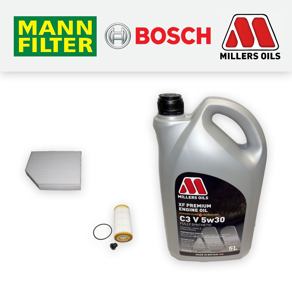 SERVICE KIT for AUDI A4 (8K/B8) 2.0 TFSI CNCD OIL CABIN FILTERS +OIL (2013-2015)