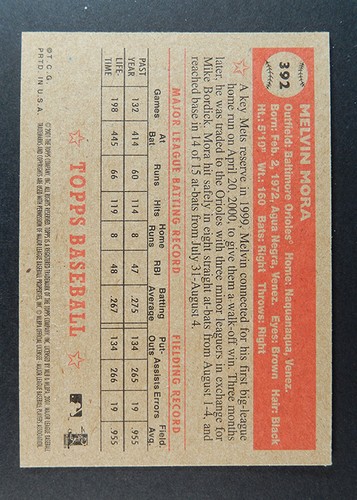 2001 Topps Heritage #392 Scarce High Number Melvin Mora Baltimore Orioles - Picture 2 of 2