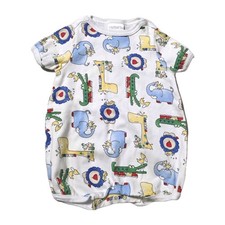 Vintage Carters Bubble Romper Size 0-3M Safari Animals Primary Colors Jumper