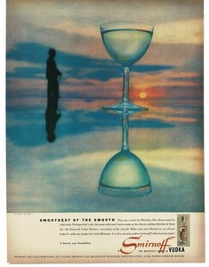 1956 Smirnoff Vodka martini ethereal dreamy sky reflection Vintage Print Ad
