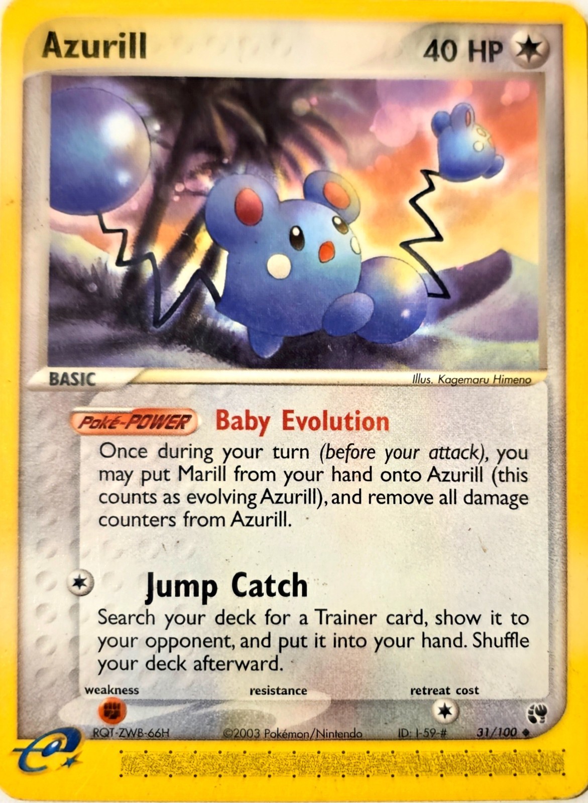 Azurill 31/100 EX Sandstorm Pokémon Card ✨🫧