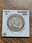 1914 D Barber Silver Quarter VG Very Good Condition U.S. 25c Coin (Raw13715)
