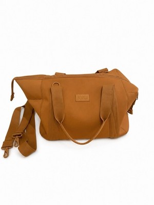 Dagne Dover Landon Carryall Duffel Bag Camel Brown Neoprene New
