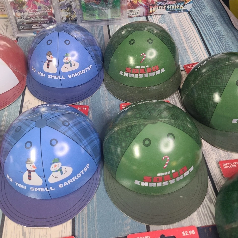 Лот из 14 Hallmark мини бейсбольная шляпа олово подарочная карта держатель Рождество тематический новый из старых запасов! - Изображение 4 из 4
