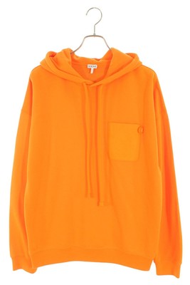 Loewe Size M H526Y25J17 Anagram Leather Patch Pullover Hoodie Orange 812052 Sb01