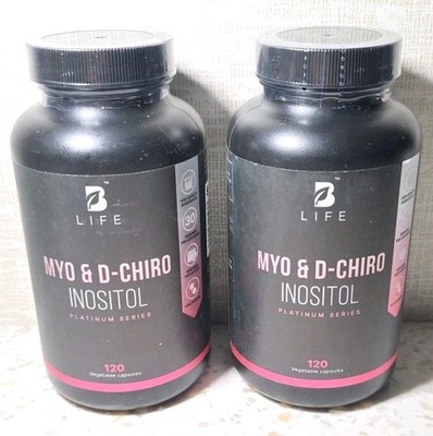 Lot Of 2 B Life Myo & D-Chiro Inositol Platnium Series 120 Capsules Each 07/2027