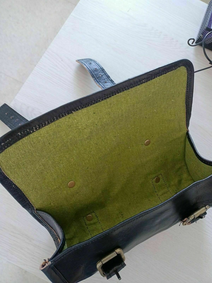Vintage Crafts Borsa Da Moto In Vera Pelle Di Capra | Marrone | Dimensioni 30,5x25,4x8,9 Cm | Tasca Frontale E Scomparti Interni