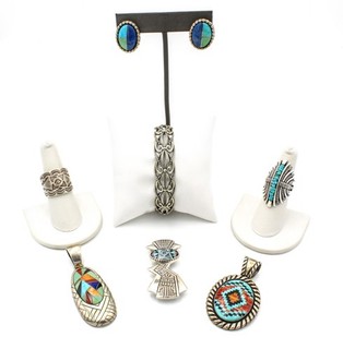 Carolyn Pollack Sterling Turquoise Rings Pendants Mixed Jewelry Lot of 7#S4425 2