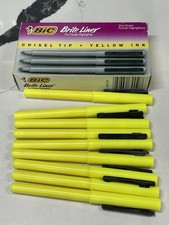 BIC Brite Liner Yellow highlighter Lot Of 9, New OPEN BOX