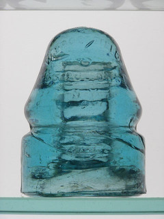 CD 133 [230] W. Brookfield Cauvet's Pat July 25 1865 blue aqua glass insulator
