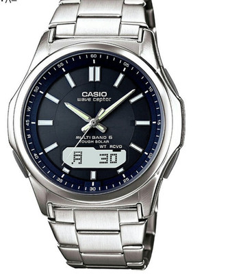 Casio Wave Ceptor Quartz Men's Watch Black Dial 42.1mm Analog Round From Japan