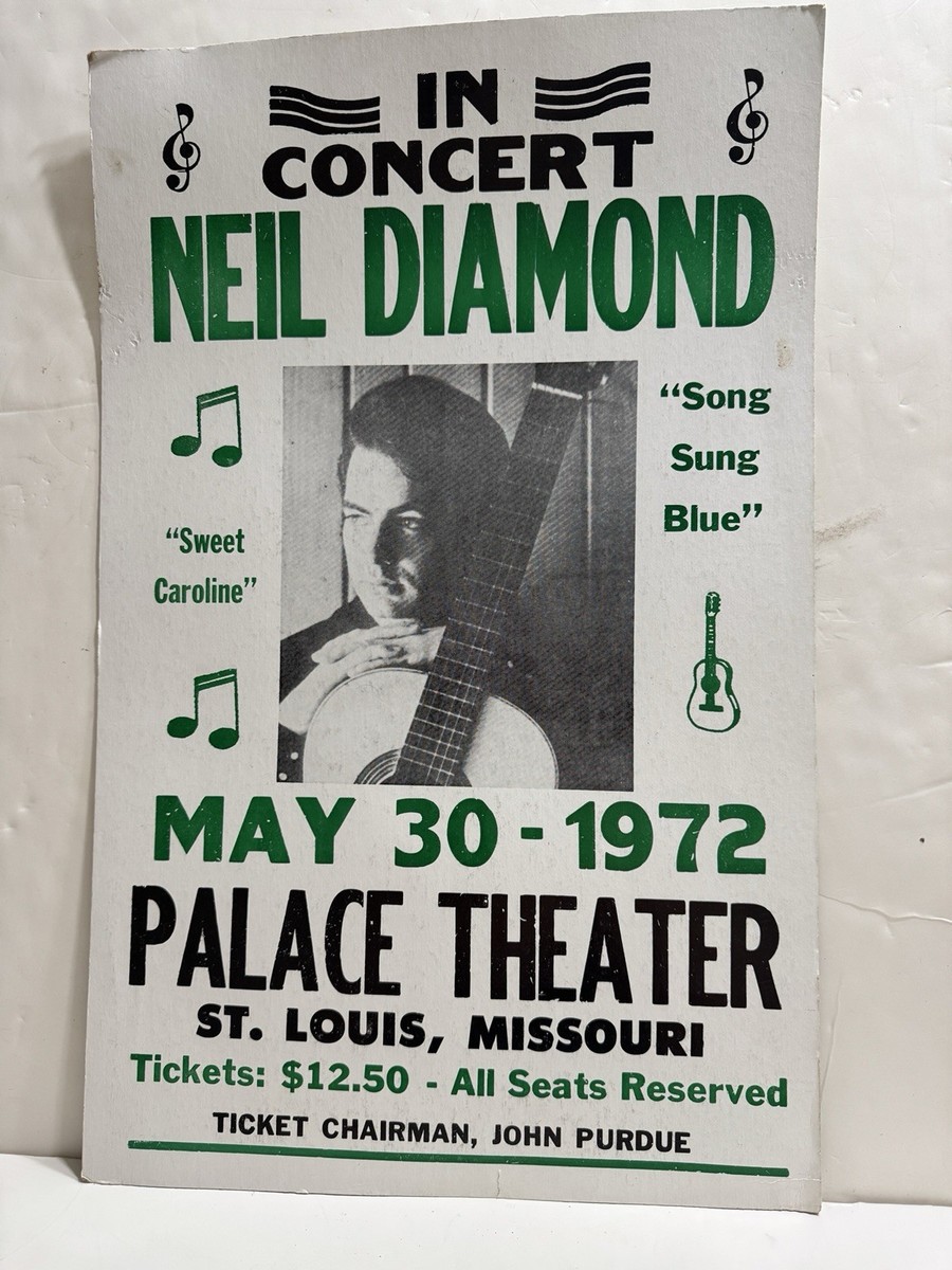 Neil Diamond 1972 St. louis Missouri Vintage Concert Poster As Is