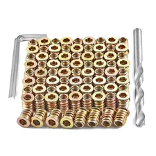 80pcs Wood Plugs & 1/4"-20 Metal Threaded Studs Hex Socket Bolt Fastener Kit