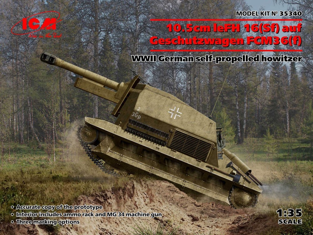 Obusier leFH 16 sur FCM36 Maquette Militaire Seconde Guerre Mondiale 1/35