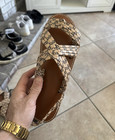 Beige Logo Print Strappy Slip-On Slide Sandals Synthetic US 10 — photo 1