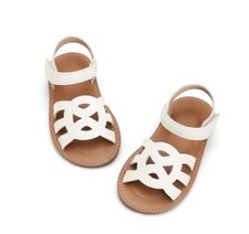 Toddler Girls Sandals Open Toe Summer Flats Flower Girl Dress Shoes White 5-5.5