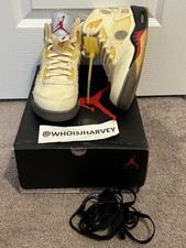 Size 9 - Air Jordan 5 SP Off-White Sail Not Wearable Fire Red Black DH8565-100