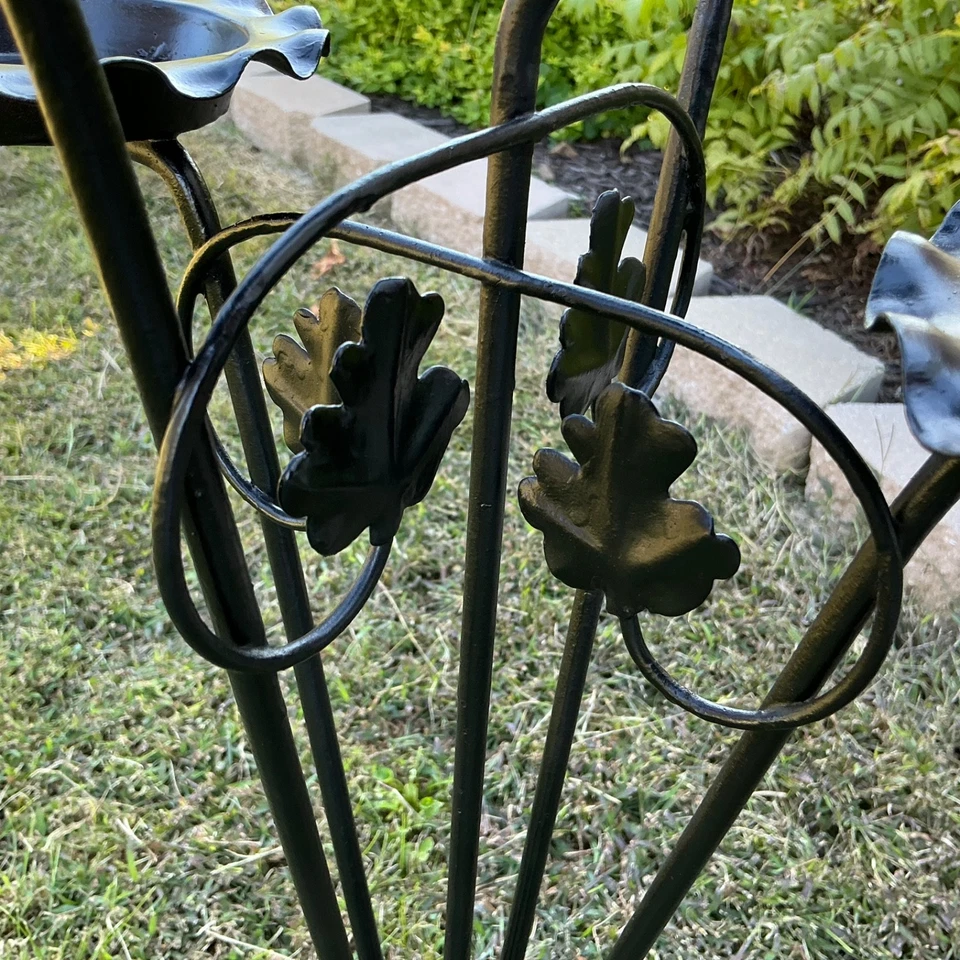 Vintage 5-Arm Iron Plant Stand 31" Mid-Century Holder Rack Black Salterini? - Image 4 of 4