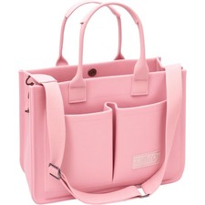 ZHMO Canvas Tote Bag for Women With Compartments and Pockets,Pink Women's Bags C