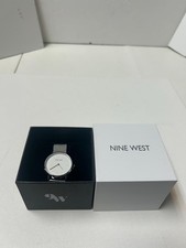 Nine West Womens Watch 36mm White Dial Mesh Stainless Steel Adjustable Band