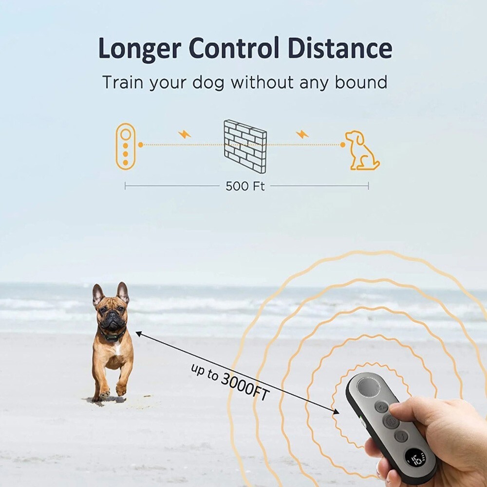 3000 FT Remote Dog Shock Training Collar Rechargeable Waterproof Pet Trainer