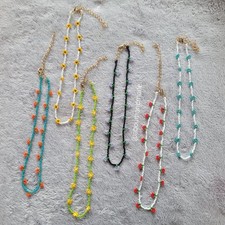 Set of 6 Handmade Flower Fruits Choker Bohemian Necklace,Hippie Summer