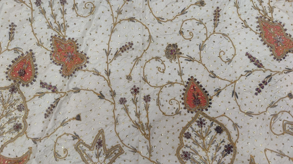 Falda larga nupcial india vintage con cuentas a mano Zardozi Georgette boda Lehenga Foto 2 de 4