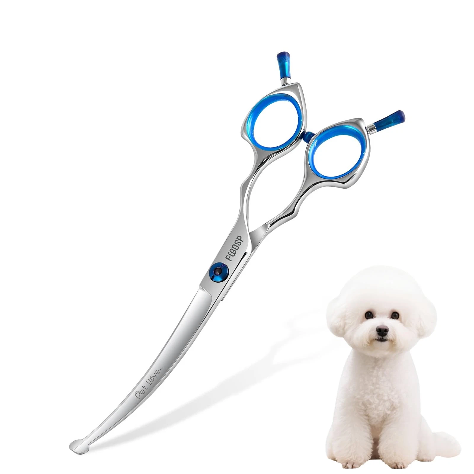 Curved Dog Grooming Scissors with Blunt Tip 6.5 in Safety Curve Shears for Pe...