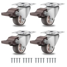 W B D WEIBIDA Heavy Duty Castor Wheels with 4 Brakes, 1" Rubber Casters with ...