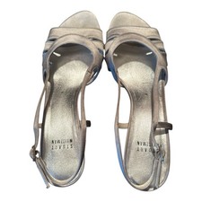 Stuart Weitzman Mischievous Plata Satin Heels Size 8M Lightly Used Wedding Party